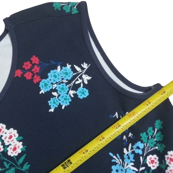 Draper James Floral Print Fit & Flare Dress Sleeveless Navy Blue Size Medium - Picture 5 of 6